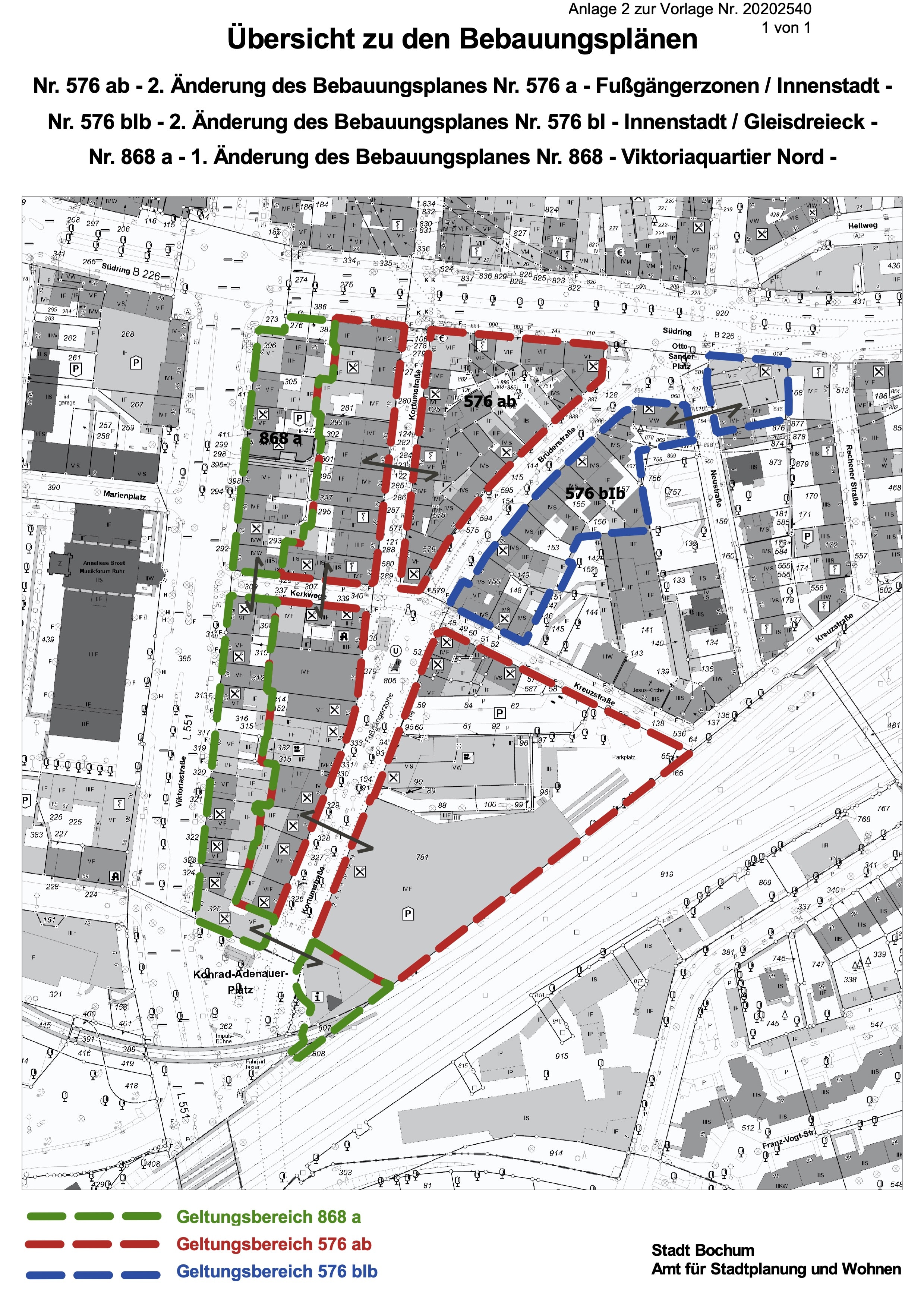 Bermuda3eck Bochum: Bebauungspläne