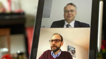 93. Kreisparteitag der CDU Bochum: Tagungspräsidium (Christian Haardt) und der designierte neue Vorsitzende (Fabian Schütz)
