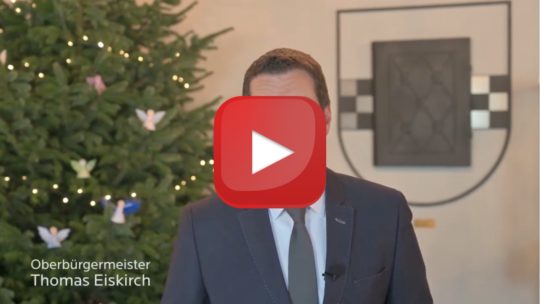 Weihnachtsgruß von Oberbürgermeister Thomas Eiskirch (mit Play-Button)