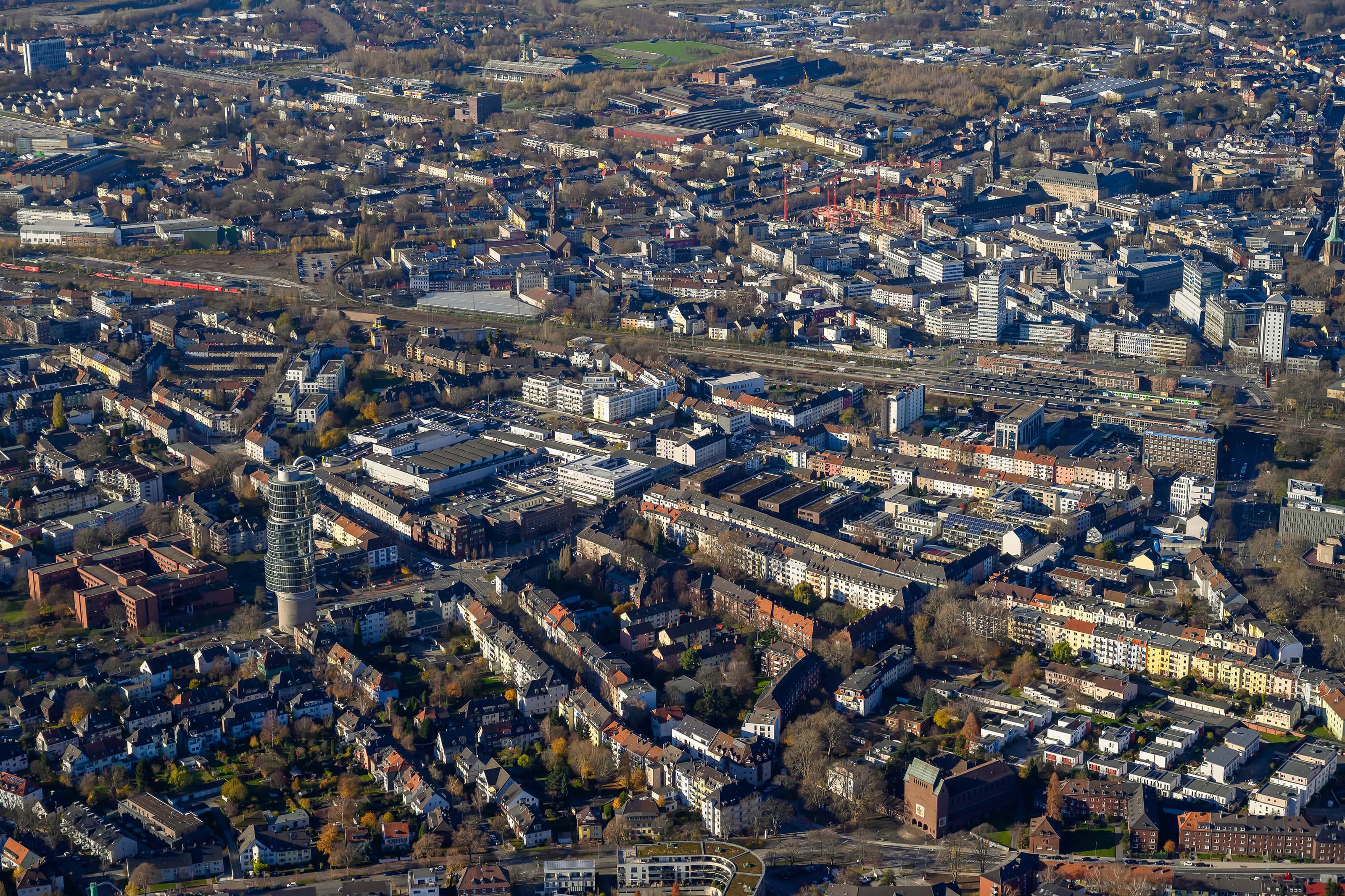 Luftaufnahme der Innenstadt von Bochum