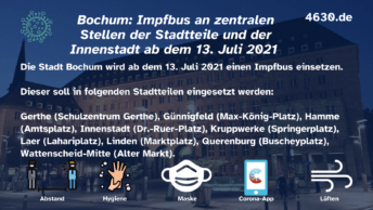 Bochum: Impfbus an zentralen Stellen der Stadtteile und der Innenstadt ab dem 13. Juli 2021