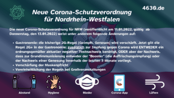 Ab 13.01.2022: Neue Corona-Schutzverordnung (CoronaSchVO) für Nordrhein-Westfalen