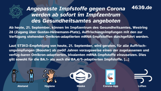 Angepasste Impfstoffe gegen Corona werden ab sofort im Impfzentrum des Gesundheitsamtes angeboten