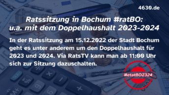 Ratssitzung in Bochum (15.12.2022) u.a. mit dem Doppelhaushalt 2023-2024