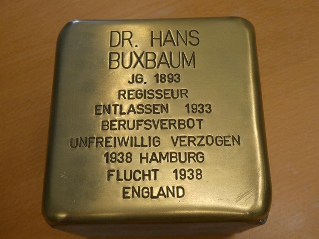 Stolperstein: Dr. Hans Buxbaum (neu März 2022), vor dem Einbau