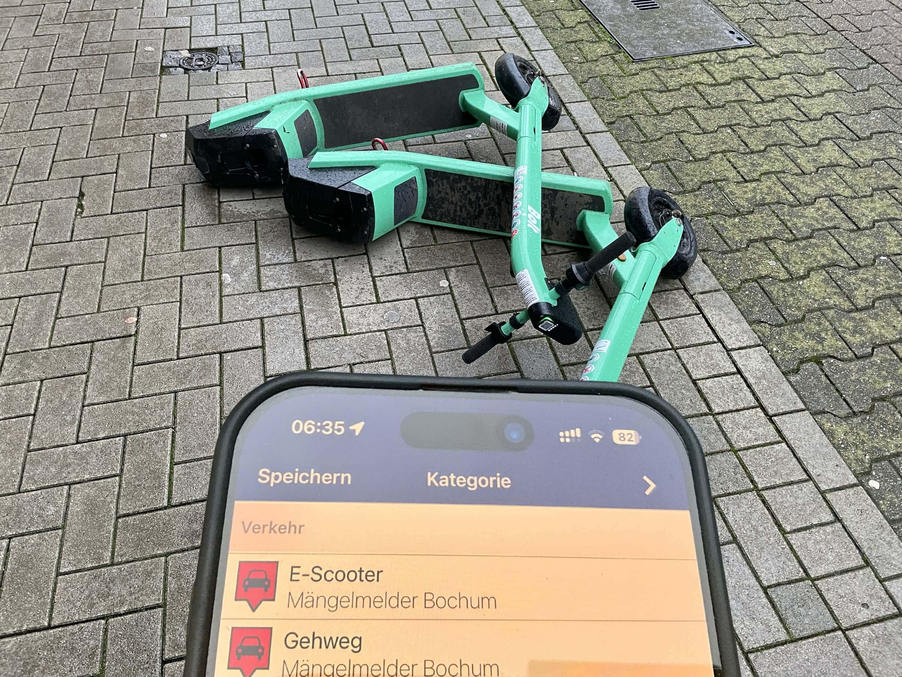 E-Scooter im Mängelmelder der Stadt Bochum