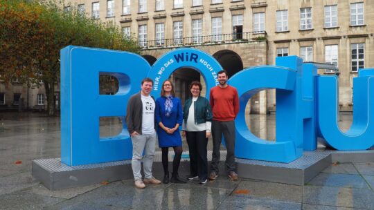 Die Grünen im Rat der Stadt Bochum (2025): Fraktionsvorstand mit Sebastian Pewny, Ronja Reyes Henriquez, Vicki Marschall und Fabian Krömling