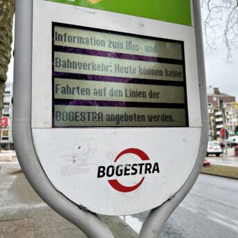 Infotafel der Bogestra: Heute keine Fahrten auf den Linien der Bogestra (wegen des Streiks)