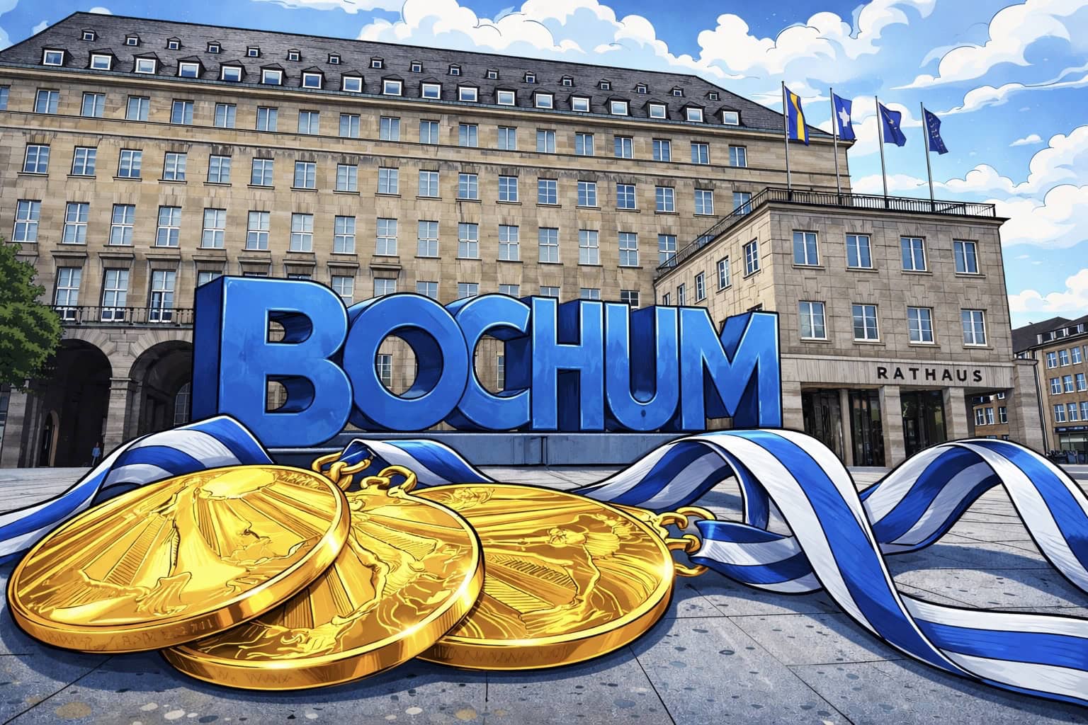 Sportlerehrung 2025 Bochum (generiertes Motiv mit dem Rathaus am Willy-Brandt-Platz)