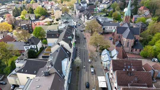 Teilstück der Hattinger Sraße in Bochum-Linden, welches Bestandteil eines Verkehrsversuches wird.