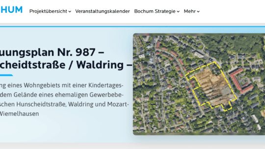 (Bochum mitgestalten): Bebauungsplan 987 Hunscheidtstraße / Waldring